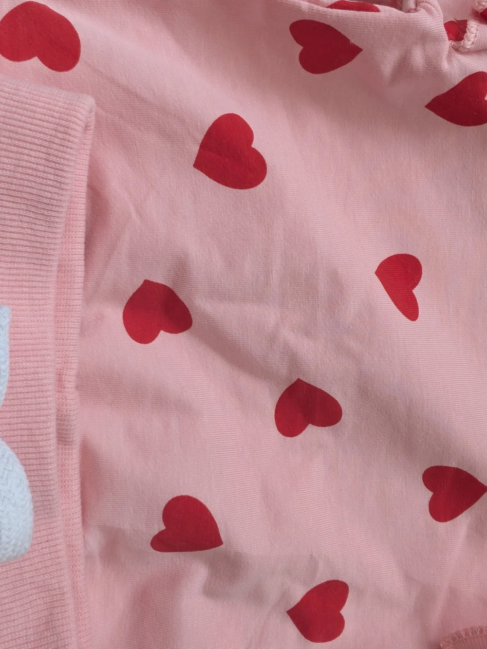 Baby Pink Heart-Print Sweat Suit Set with Headband